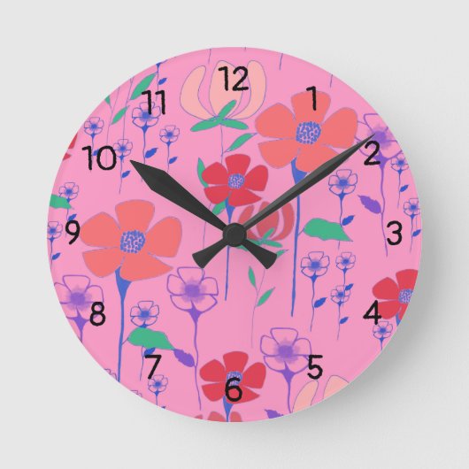 Puppies Pink Wall Clock Runde Wanduhr (Vorderseite)