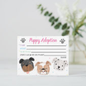 Puppy-Adoption-Karte für Gastgeschenk Postkarte (Stehend Vorderseite)