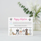 Puppy-Adoption-Karte für Gastgeschenk Postkarte (Stehend Vorderseite)