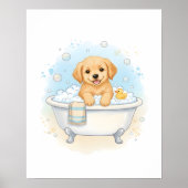 Puppy Bath Time Fun Kids Bathroom Wall Art Poster (Vorne)