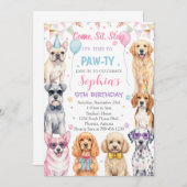 Puppy Birthday Invitation Dog Party Pawty Girl Einladung (Vorne/Hinten)