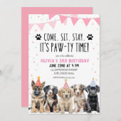 PUPPY BIRTHDAY INVITATION MIRL LET'S PAWTY INVITE EINLADUNG (Vorne/Hinten)