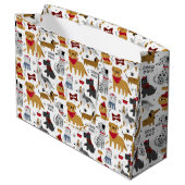 Puppy Breeds Cartoon Muster mit benutzerdefinierte Große Geschenktüte (Rückseite Schrägansicht)