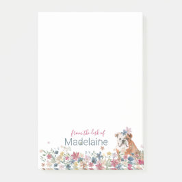 Puppy Bull Dog Floral Personal Post-it Notes Klebezettel