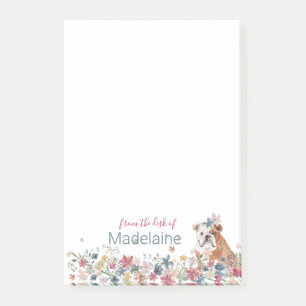 Puppy Bull Dog Floral Personal Post-it Notes Klebezettel