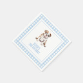 Puppy bulldog preppy plaid birthday serviette (Ecke)