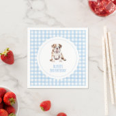 Puppy bulldog preppy plaid birthday serviette (Beispiel)