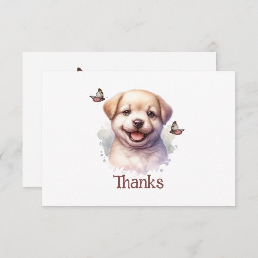 Puppy Butterfets Personalisiert Danke Karte (Vorne/Hinten)
