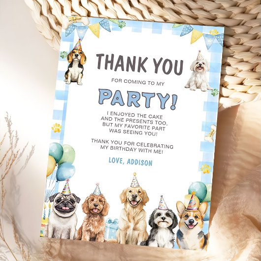 Puppy Calling All Pawty Animals Birthday  Dankeskarte