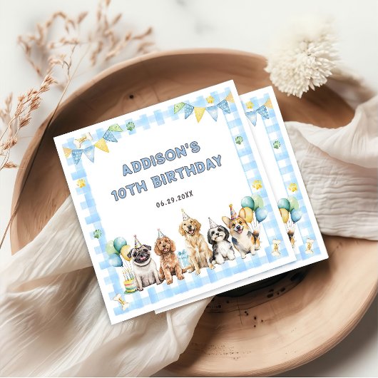 Puppy Calling All Pawty Animals Birthday Serviette