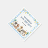 Puppy Calling All Pawty Animals Birthday Serviette (Ecke)