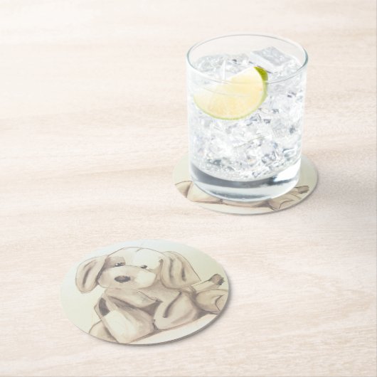 Puppy Coaster Runder Pappuntersetzer (Vor Ort)