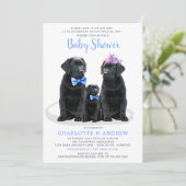 Puppy Couples Blue Boy Baby Dusche Einladung (Stehend Vorderseite)