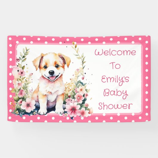Puppy Dog als Personalisierte Babydusche Banner (Horizontal)