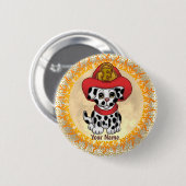 Puppy Dog Firefighter individuelle Name Button (Vorne & Hinten)
