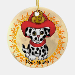 Puppy Dog Firefighter Keramik Ornament