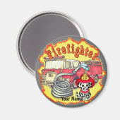 Puppy Dog Fireruck Feuerwehrmann Magnet (Vorderseite/Rückseite)