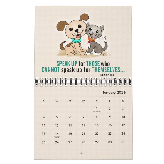 Puppy Dog Kitty Cat Pet Animal Welfare Rights Kalender (Jan 2026)