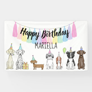 Puppy Dog Little Girl Geburtstagsparty Banner