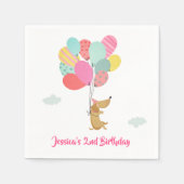 Puppy Dog Paper Napkins Pawty Balloons Pink Girl Serviette (Vorderseite)