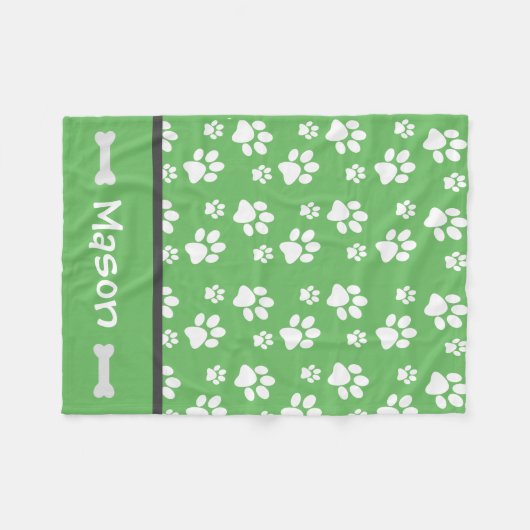 Puppy Dog Paw Print Blanket personalisieren mit Na Fleecedecke (Vorderseite (Horizontal))