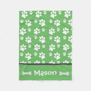 Puppy Dog Paw Print Blanket personalisieren mit Na Fleecedecke
