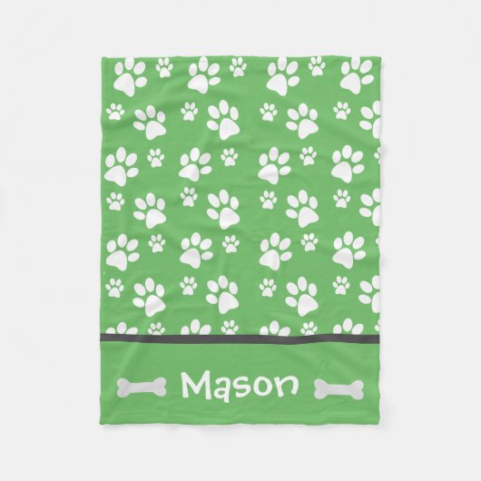 Puppy Dog Paw Print Blanket personalisieren mit Na Fleecedecke (Vorderseite)