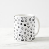 Puppy Dog Paw Prints | Weiß & Grau Kaffeetasse (VorderseiteRechts)