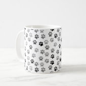 Puppy Dog Paw Prints | Weiß & Grau Kaffeetasse (Vorderseite Links)