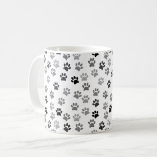 Puppy Dog Paw Prints   Weiß & Grau Kaffeetasse