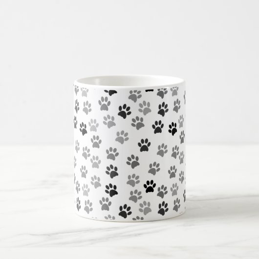 Puppy Dog Paw Prints | Weiß & Grau Kaffeetasse (Mittel)