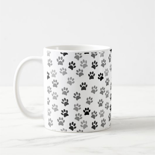 Puppy Dog Paw Prints | Weiß & Grau Kaffeetasse (Links)