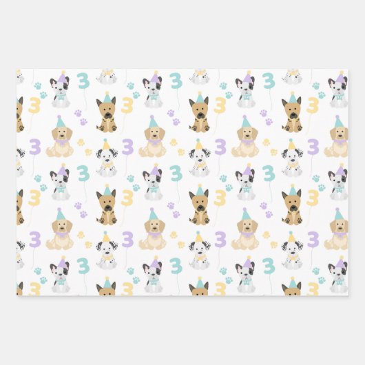 Puppy Dog Pawty Party Thema Geschenkpapier Set (Vorderseite)