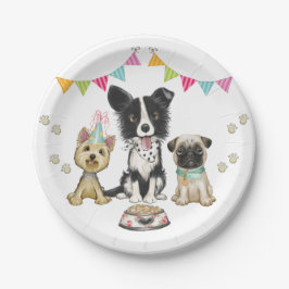 Puppy Dog Pawty Pug Border Collie Yorki Birthday Pappteller