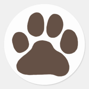 Puppy Dog Pfow Print Niedlicher Canine Pawprint Runder Aufkleber