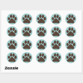 Puppy Dog Pfow Print | Niedlicher Canine Pawprint Runder Aufkleber (Blatt)