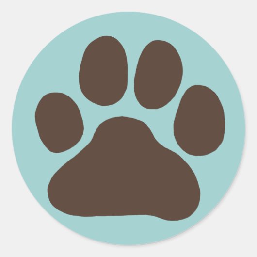 Puppy Dog Pfow Print | Niedlicher Canine Pawprint Runder Aufkleber (Vorderseite)