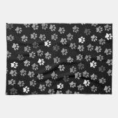 Puppy Dog Pfow Print | Schwarz-weiß & grau Geschirrtuch (Horizontal)