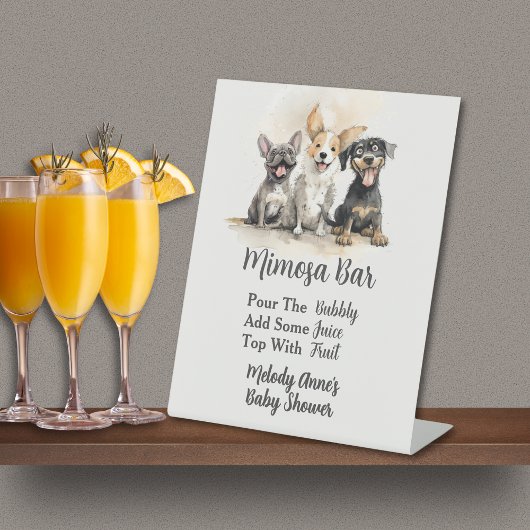 Puppy Dog Schwanzes Boy Baby Shower Mimosa Bar Sockelschild