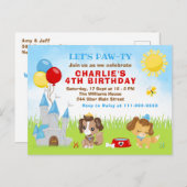 Puppy Dogs Castle Blue Birthday Party Postcard Postkarte (Vorne/Hinten)