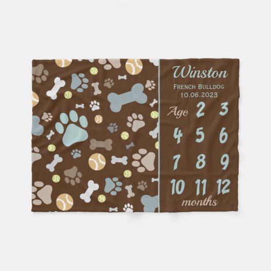Puppy Dow Pw Print Meilenstein Keepake Blanket Fleecedecke (Vorderseite (Horizontal))