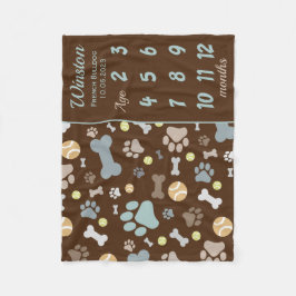 Puppy Dow Pw Print Meilenstein Keepake Blanket Fleecedecke