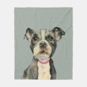 "Puppy Eyes" Pit Bull Dog Aquarellmalerei Fleecedecke (Vorderseite)