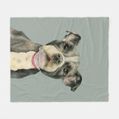 "Puppy Eyes" Pit Bull Dog Aquarellmalerei Fleecedecke (Vorderseite (Horizontal))