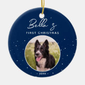 Puppy First Christmas Border Collie Dog Foto Keramik Ornament (Vorne)