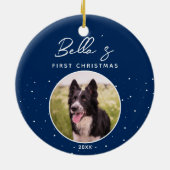 Puppy First Christmas Border Collie Dog Foto Keramik Ornament (Hinten)