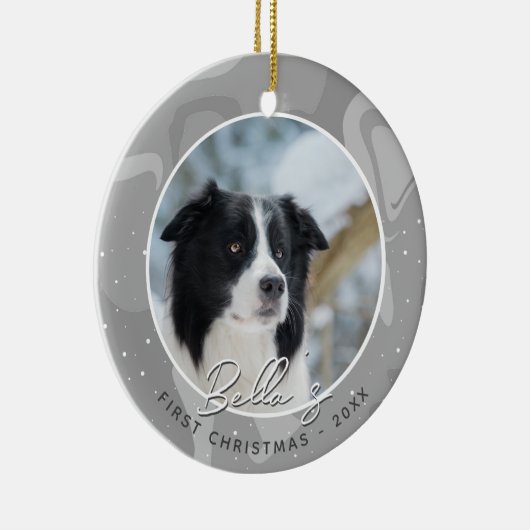 Puppy First Christmas Border Collie Dog Foto Keramik Ornament (Rechts)