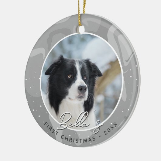 Puppy First Christmas Border Collie Dog Foto Keramik Ornament (Links)