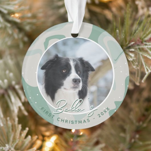 Puppy First Christmas Border Collie Dog Foto Ornament (Baum)