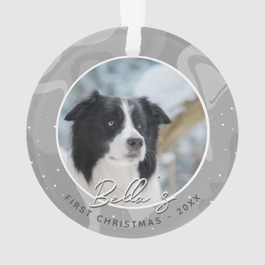 Puppy First Christmas Border Collie Dog Foto Ornament (Rückseite)
